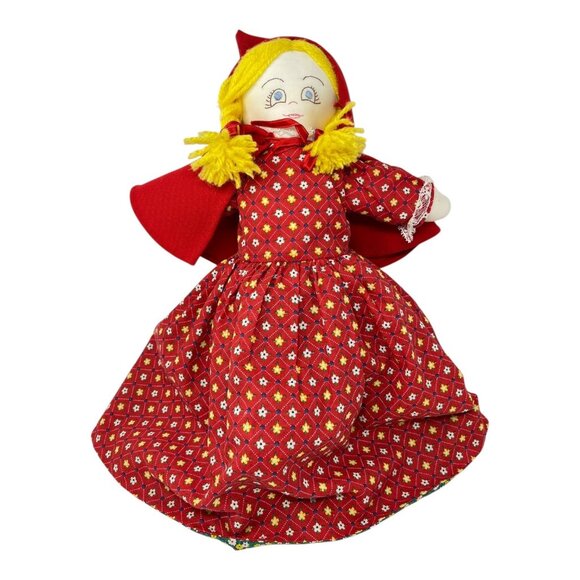 Topsy Turvy Little Red Riding Hood Wolf Grandma 3 in 1 Cloth Doll Vtg Handmade - Picture 1 of 9